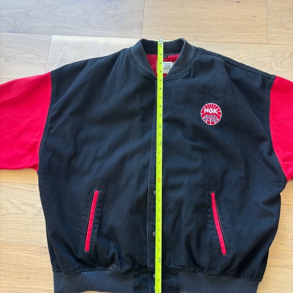 Men's Jacket XXL Black Red USA MADE NGK Spark Plugs Button Up ID Wear Lined - Picture 6 of 11